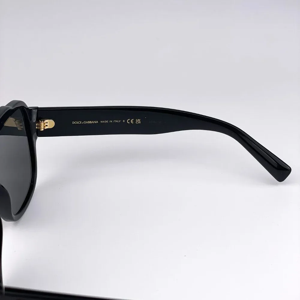 D&G DG4389 501/87 Sunglasses Black Dark Gray Gold Square Men